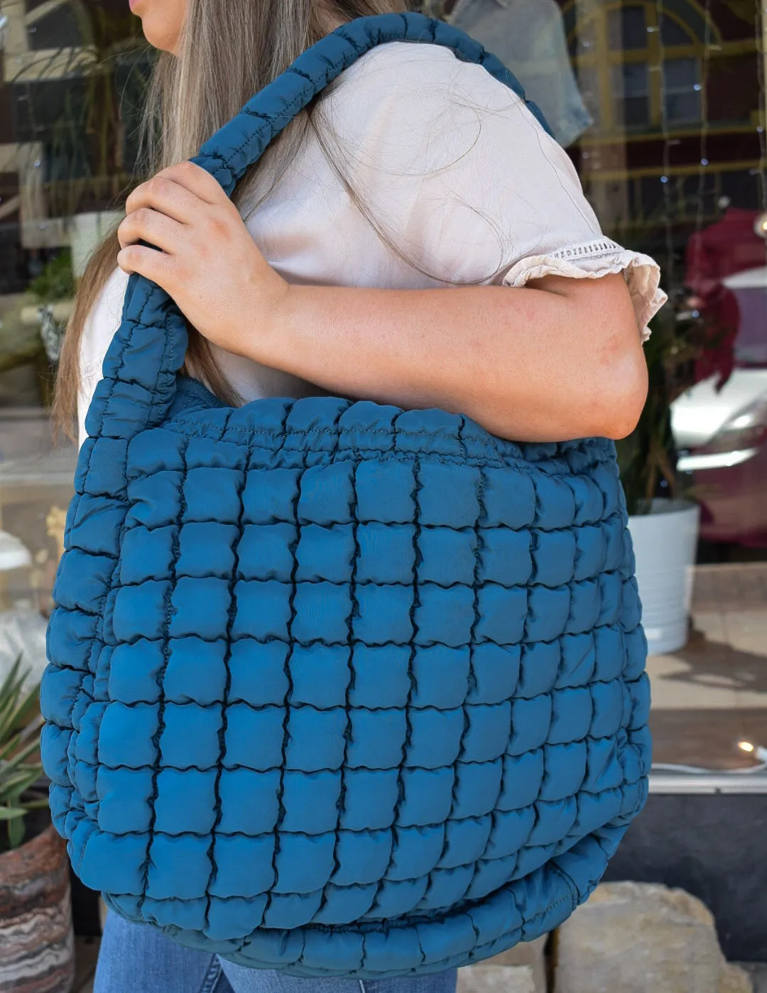 OVERSIZED QUILTED CARRYALL CROSSBODY BAG