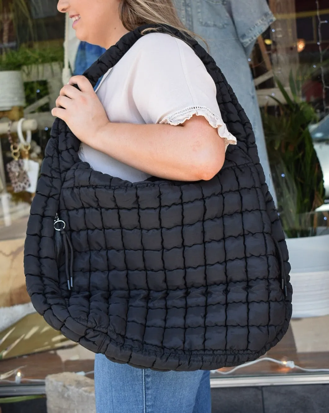 OVERSIZED QUILTED CARRYALL CROSSBODY BAG