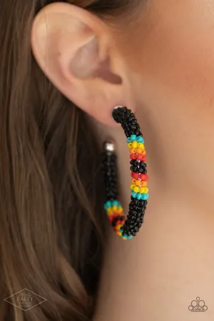 Paparazzi - Bodaciously Beaded - Black Earrings