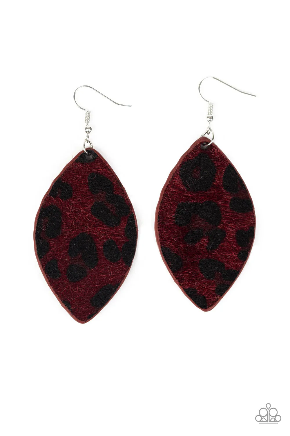 Paparazzi - GRR-irl Power! - Red Cheetah Earrings
