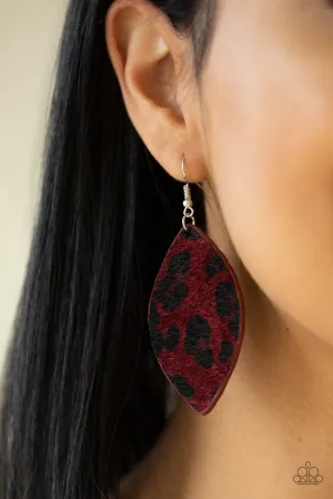 Paparazzi - GRR-irl Power! - Red Cheetah Earrings