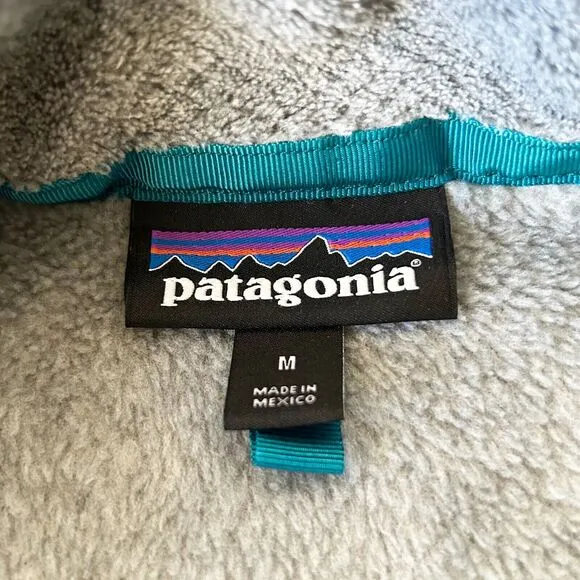 Patagonia Re-Tool 1/4 Snap Pullover Grey/Turquoise Polartec Fleece - Women's M