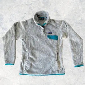 Patagonia Re-Tool 1/4 Snap Pullover Grey/Turquoise Polartec Fleece - Women's M