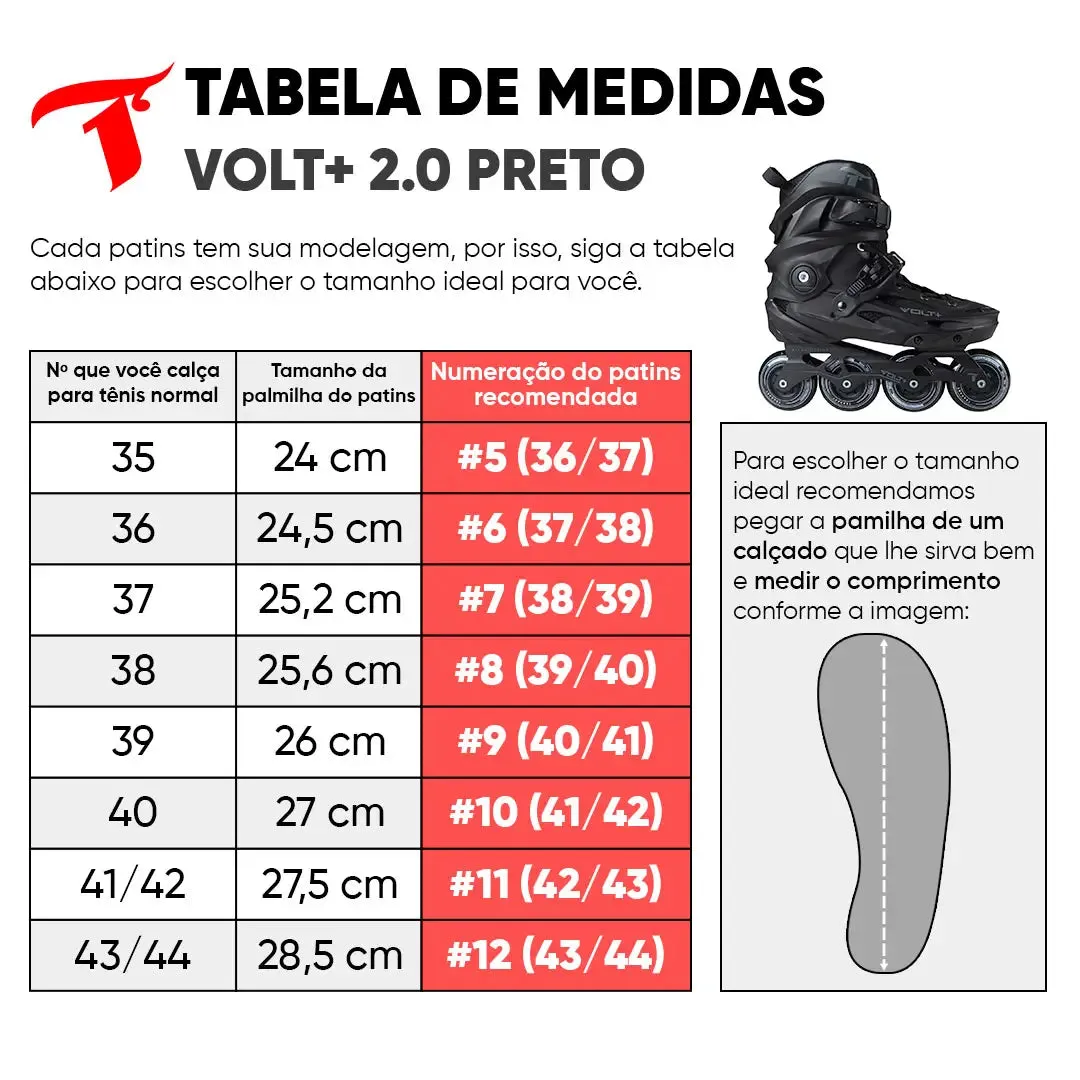 Patins Volt   2.0 Preto - 80mm ABEC-9