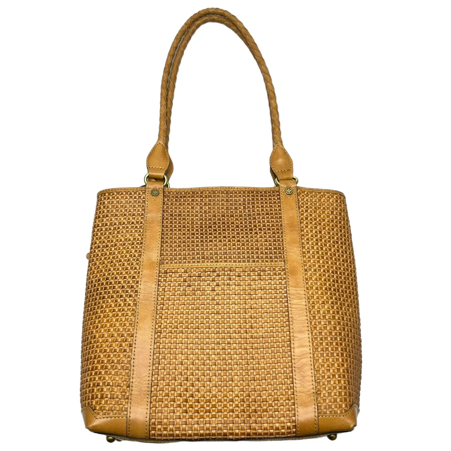 PATRICIA NASH Rena Tassel Woven Leather Tote / Shoulder Bag - Camel