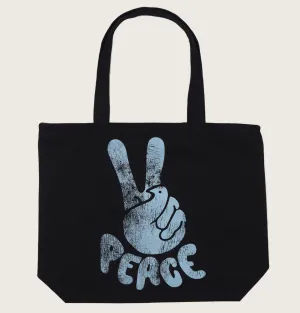 PEACE DOVE SIGN black Tote Bag