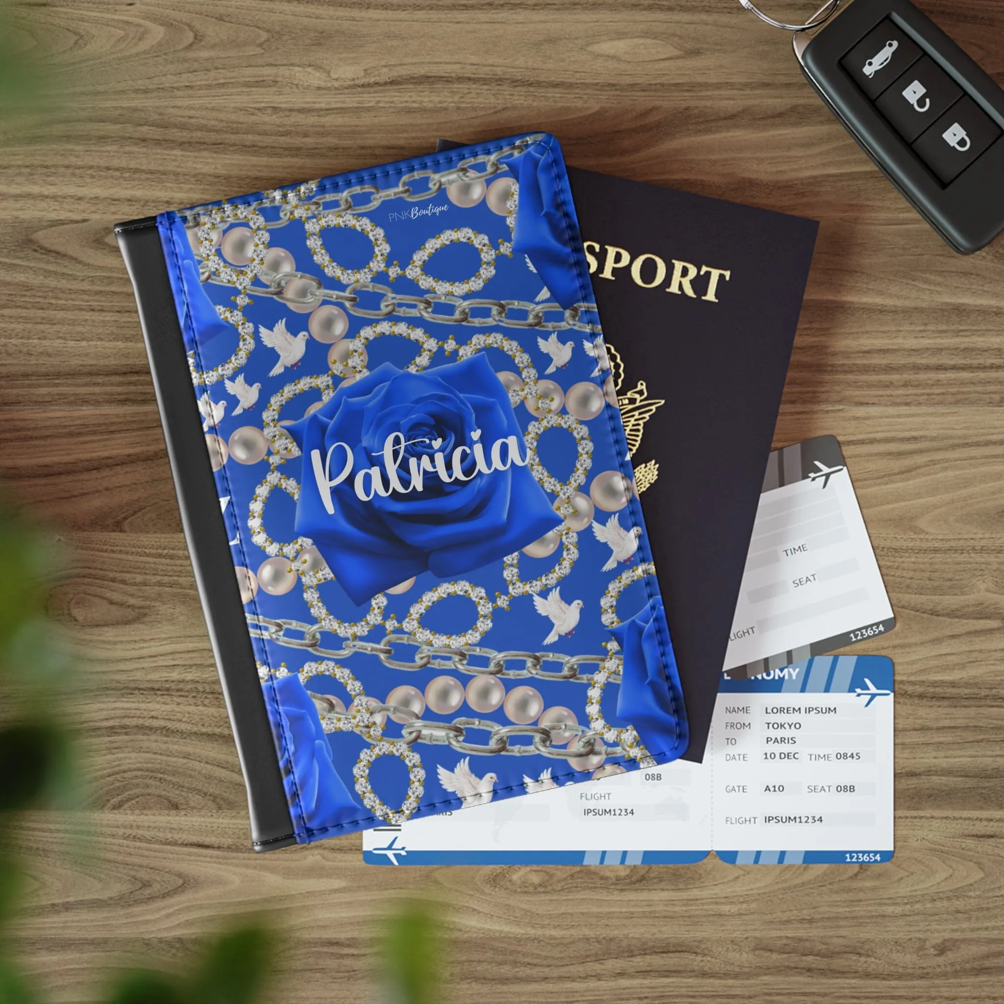 Pearls and Dove Custom Passport Cover