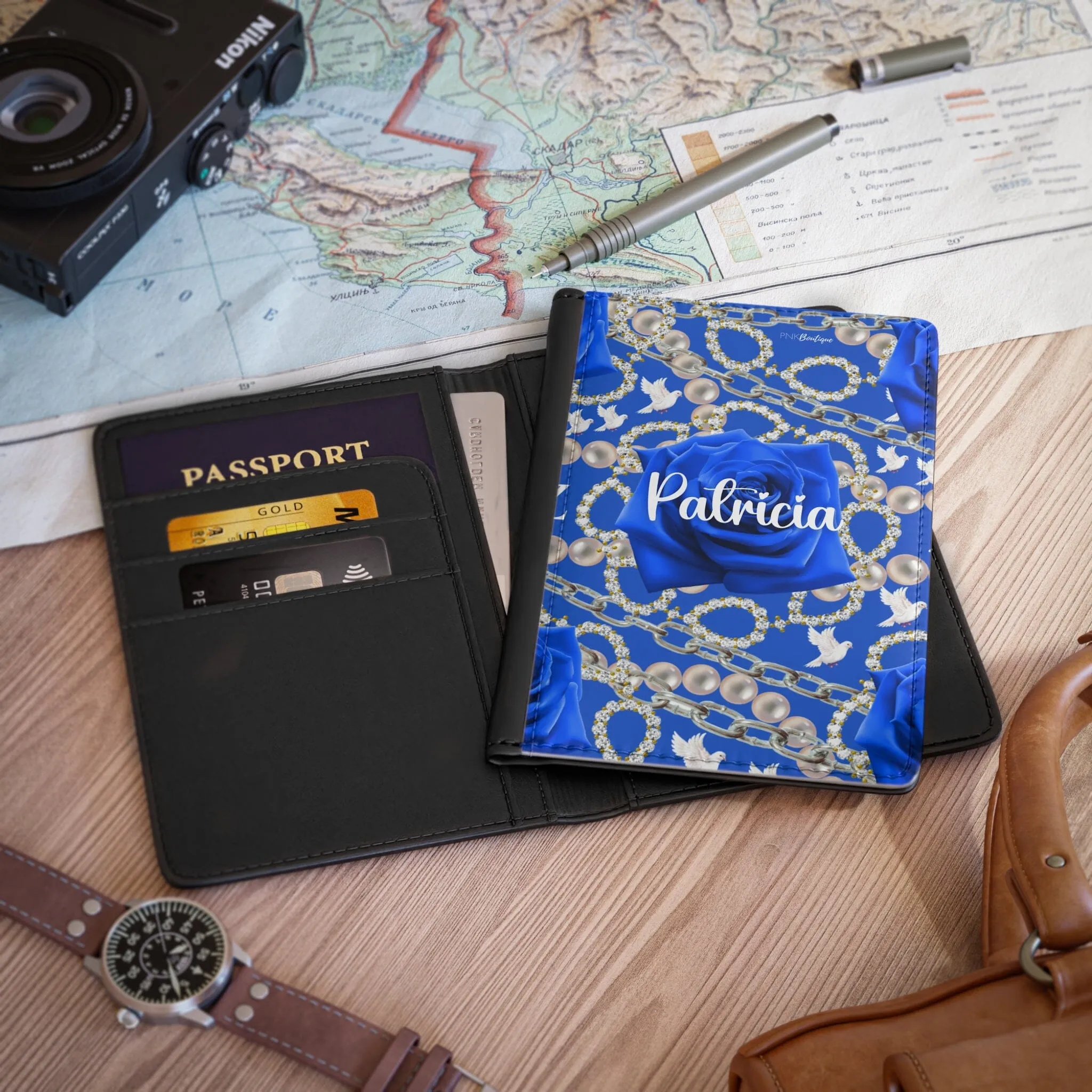 Pearls and Dove Custom Passport Cover