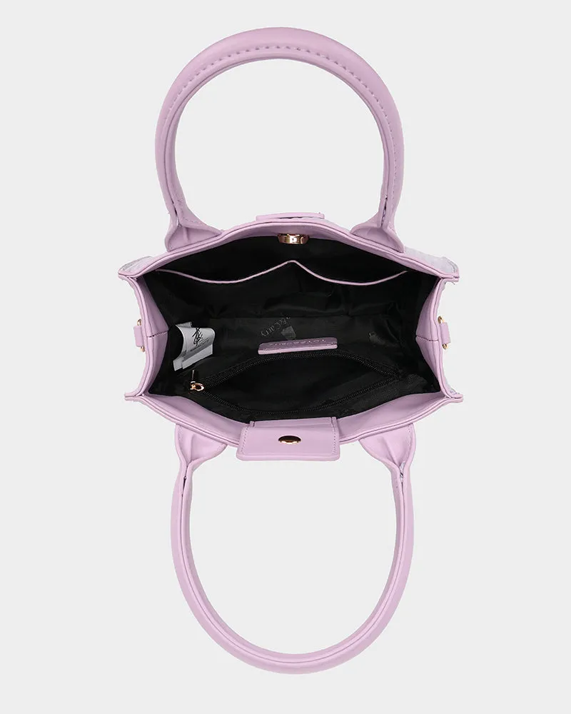 Pebble Leather Mini Tote Bag in Purple