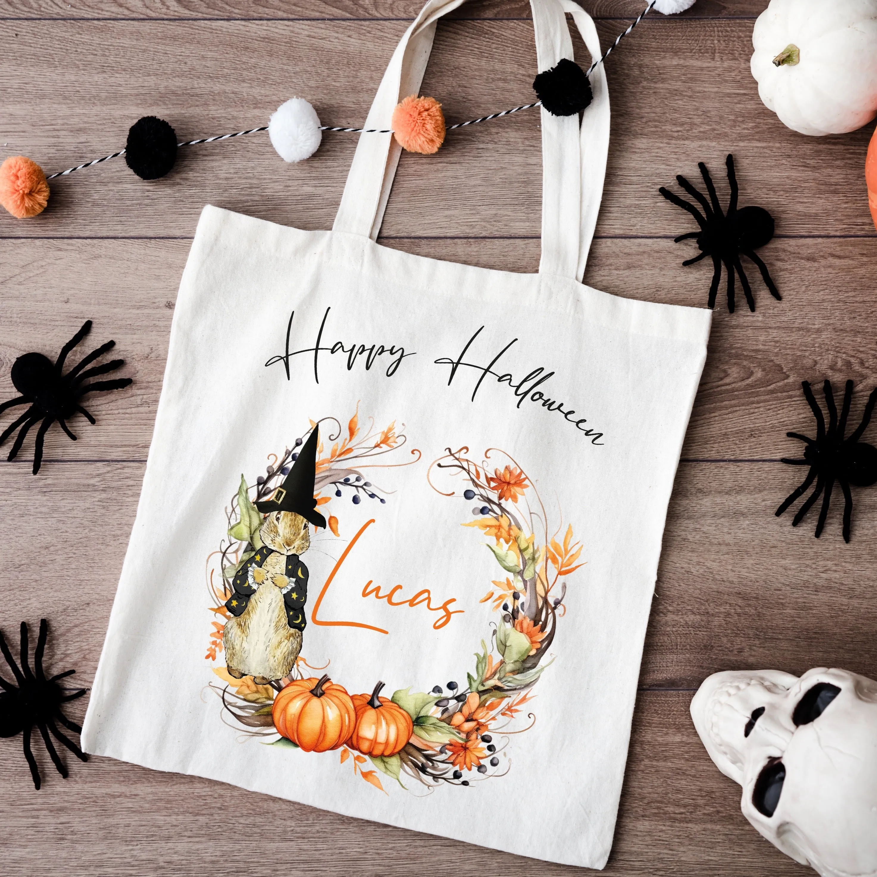 Personalised Halloween Tote Bag | Peter Rabbit Halloween Design