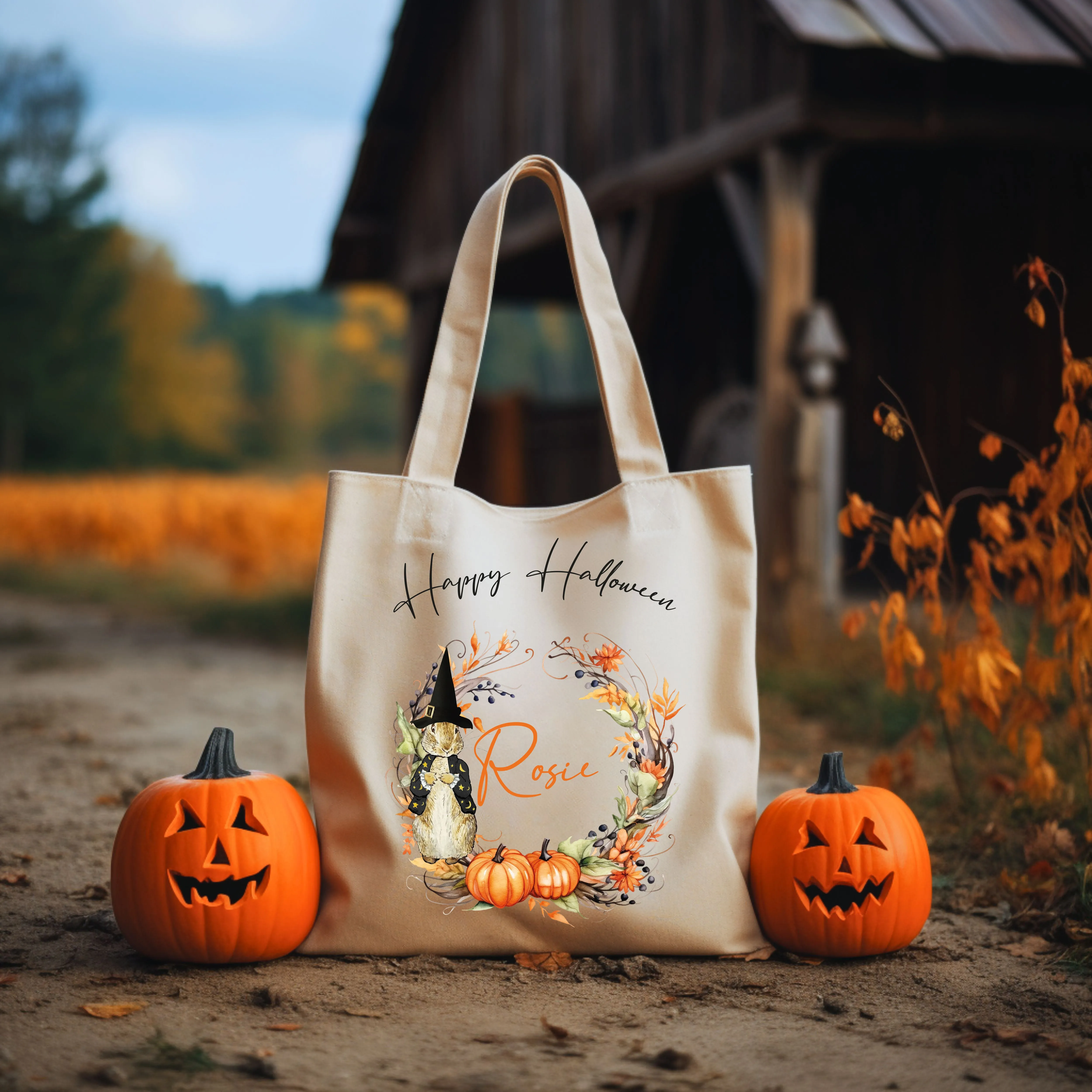 Personalised Halloween Tote Bag | Peter Rabbit Halloween Design