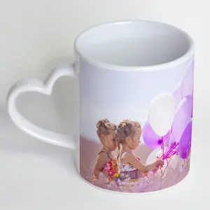 Personalised Love Heart Handle Photo Mug