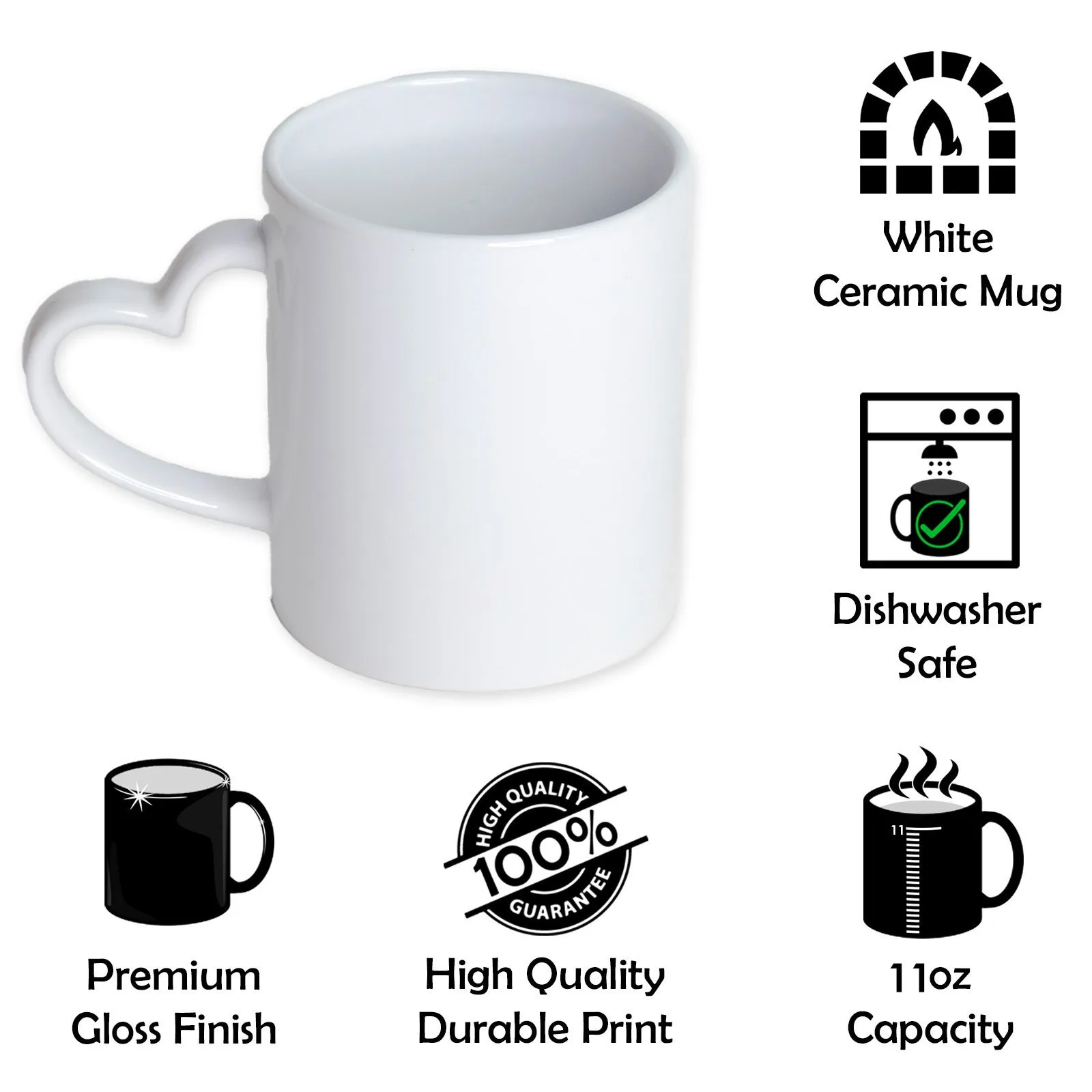Personalised Love Heart Handle Photo Mug