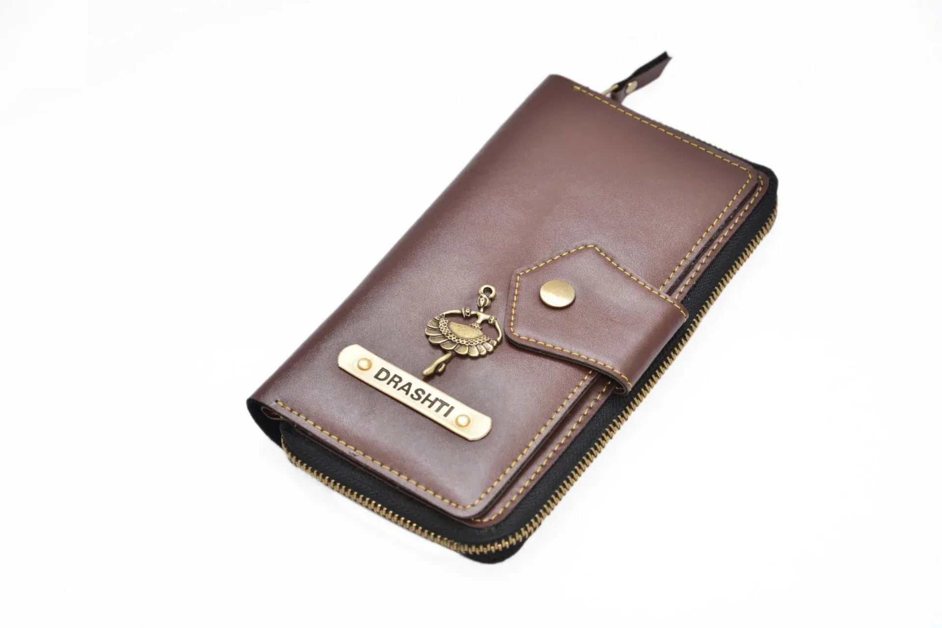 Personalized Couple's Combo : Premium Lady Wallet ( Product 1 )& Men's Wallet(Product 2) - Brown
