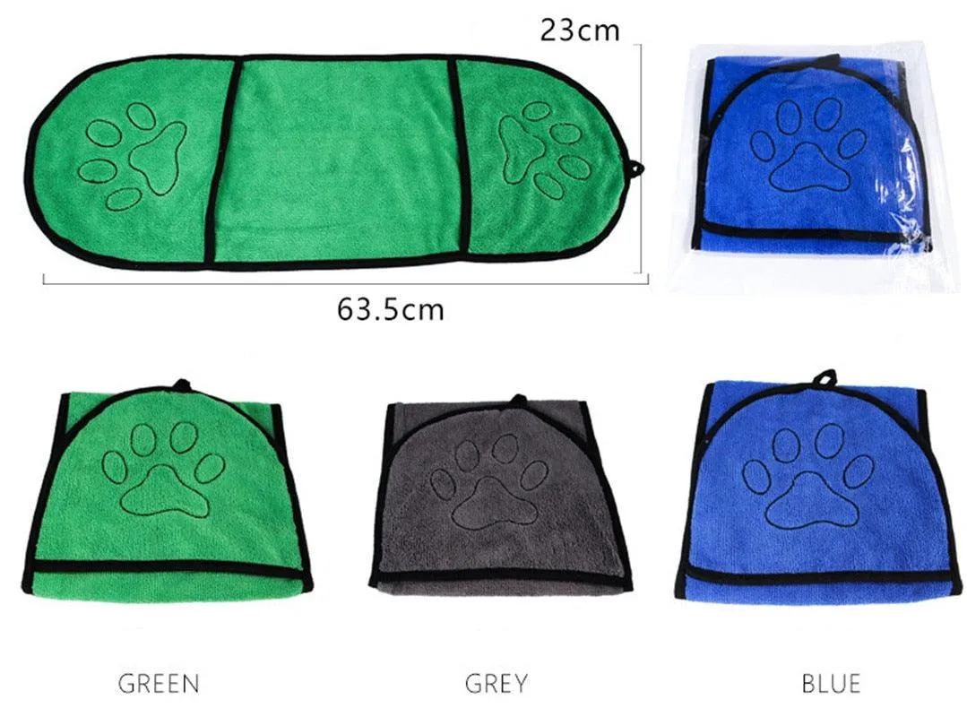 Pet Towel With Pockets | Microfiber Ultra-Absorbent
