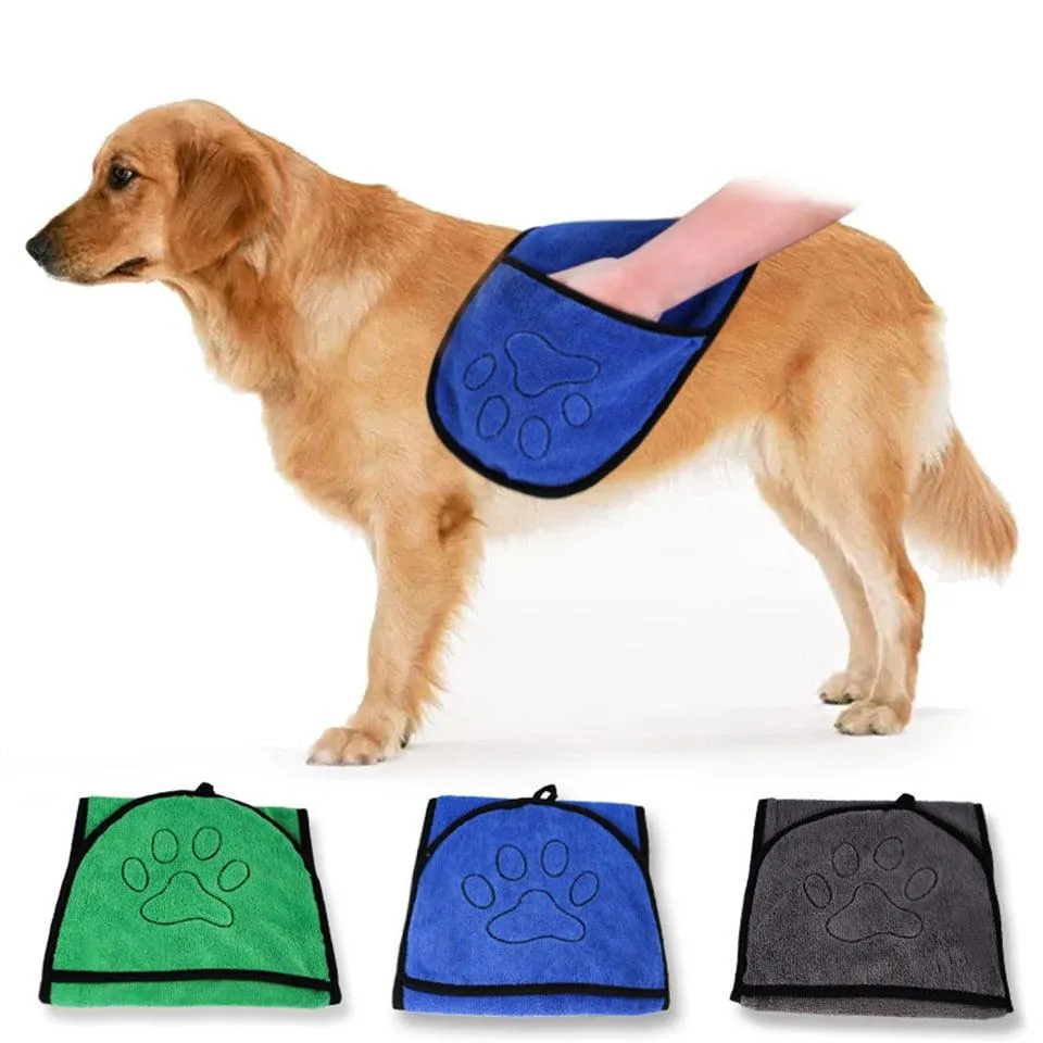 Pet Towel With Pockets | Microfiber Ultra-Absorbent