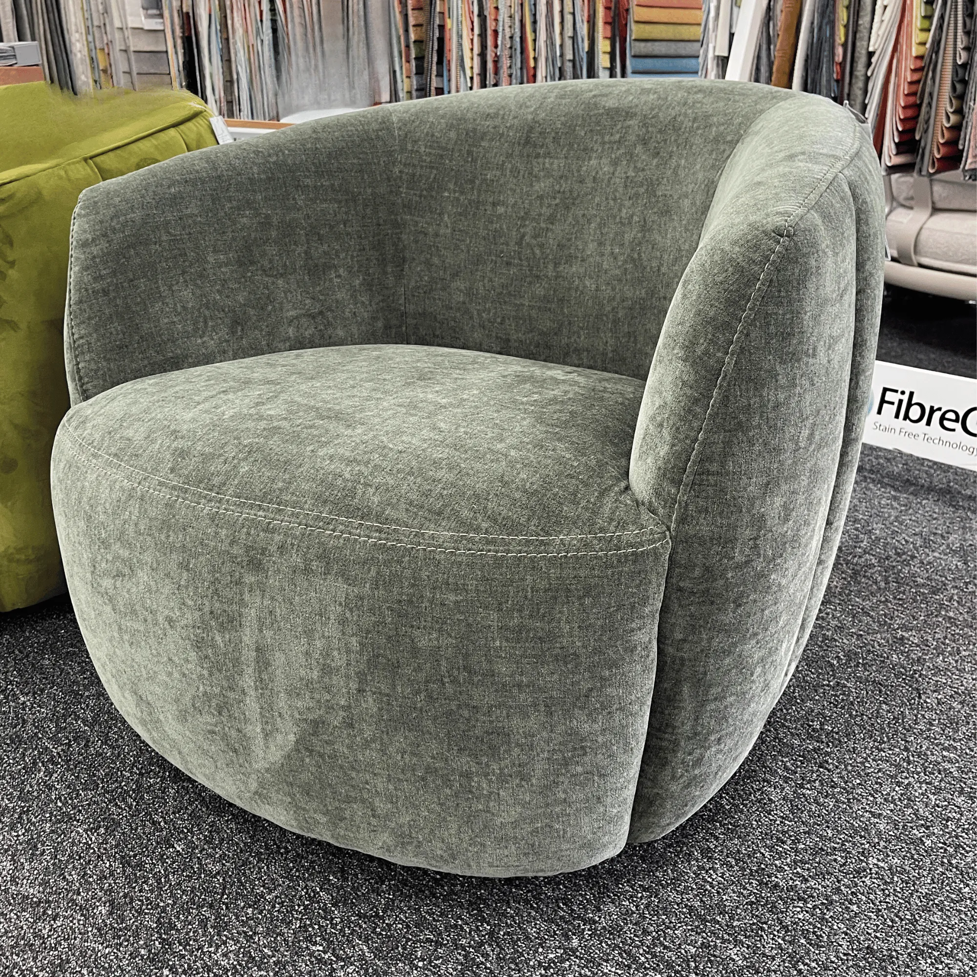 Petal Occasional Swivel Chair - Urban Sofa - Ansell Forrest Green Fabric