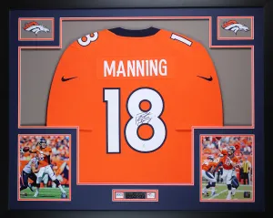 Peyton Manning Autographed Framed Orange Broncos Jersey