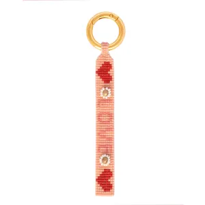 Pink Miyuki bead-woven bag charm/keychain