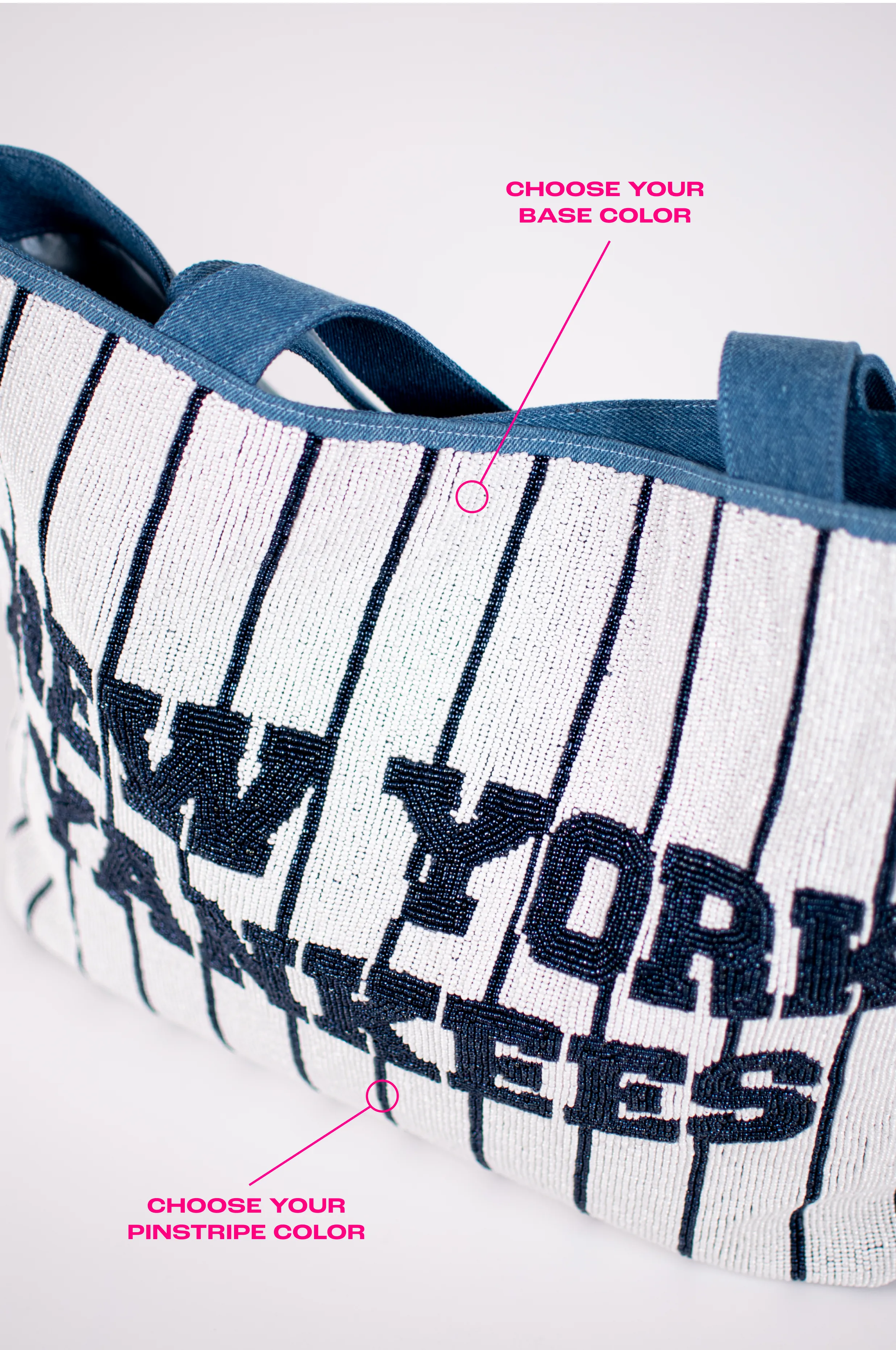Pinstripe Fully Beaded Tote