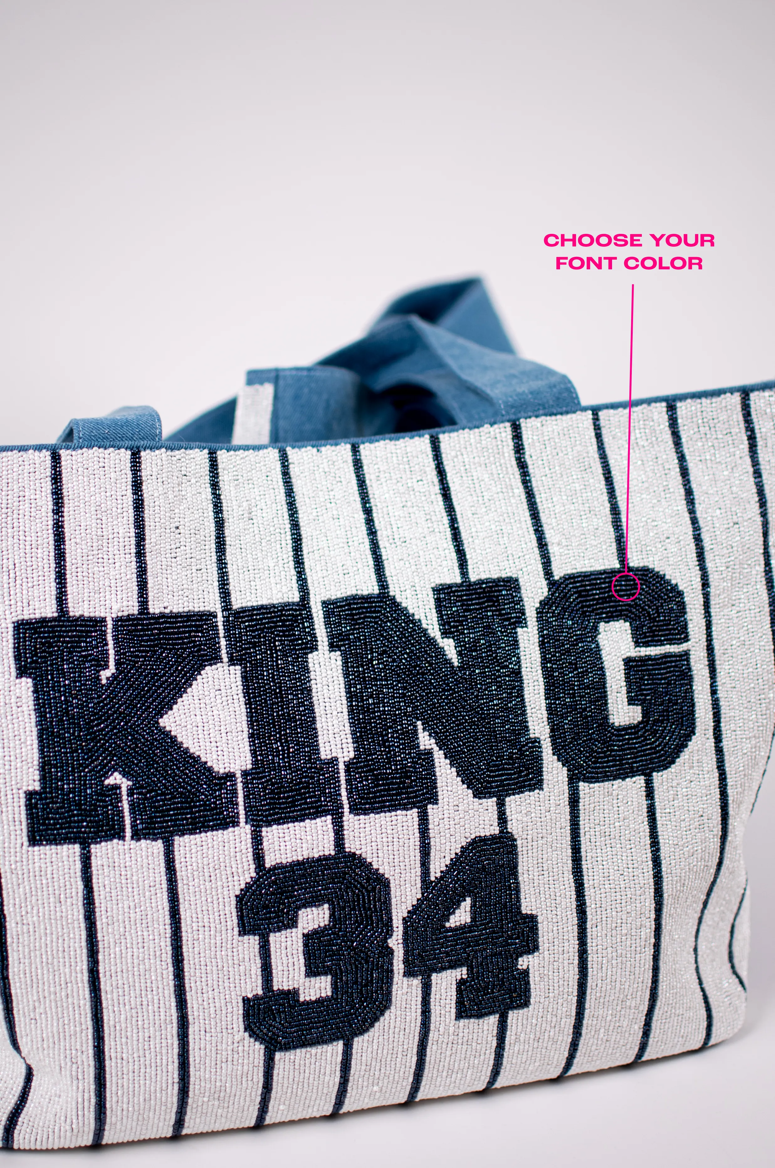 Pinstripe Fully Beaded Tote