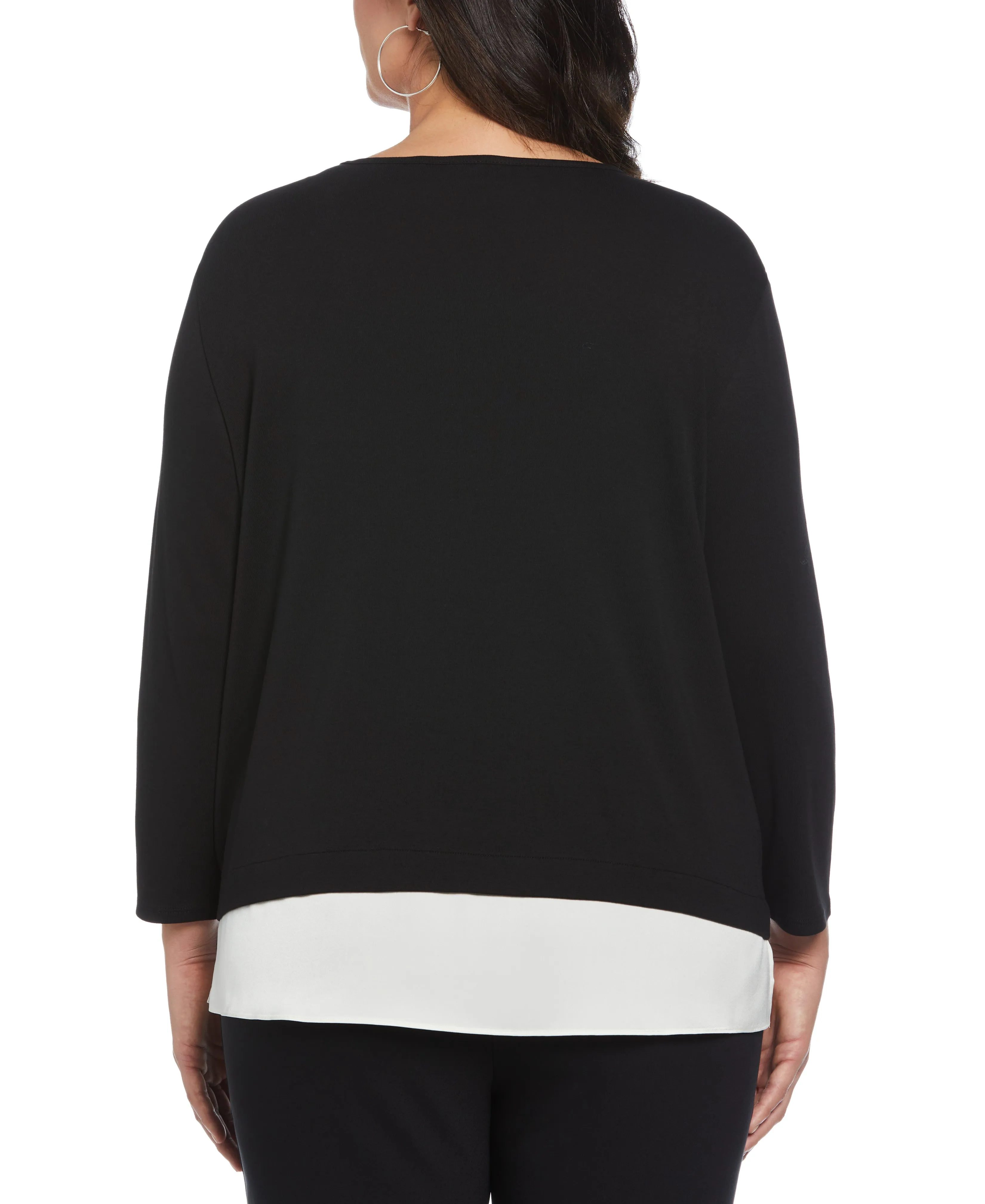 Plus Size Rivet Detail Layered Top
