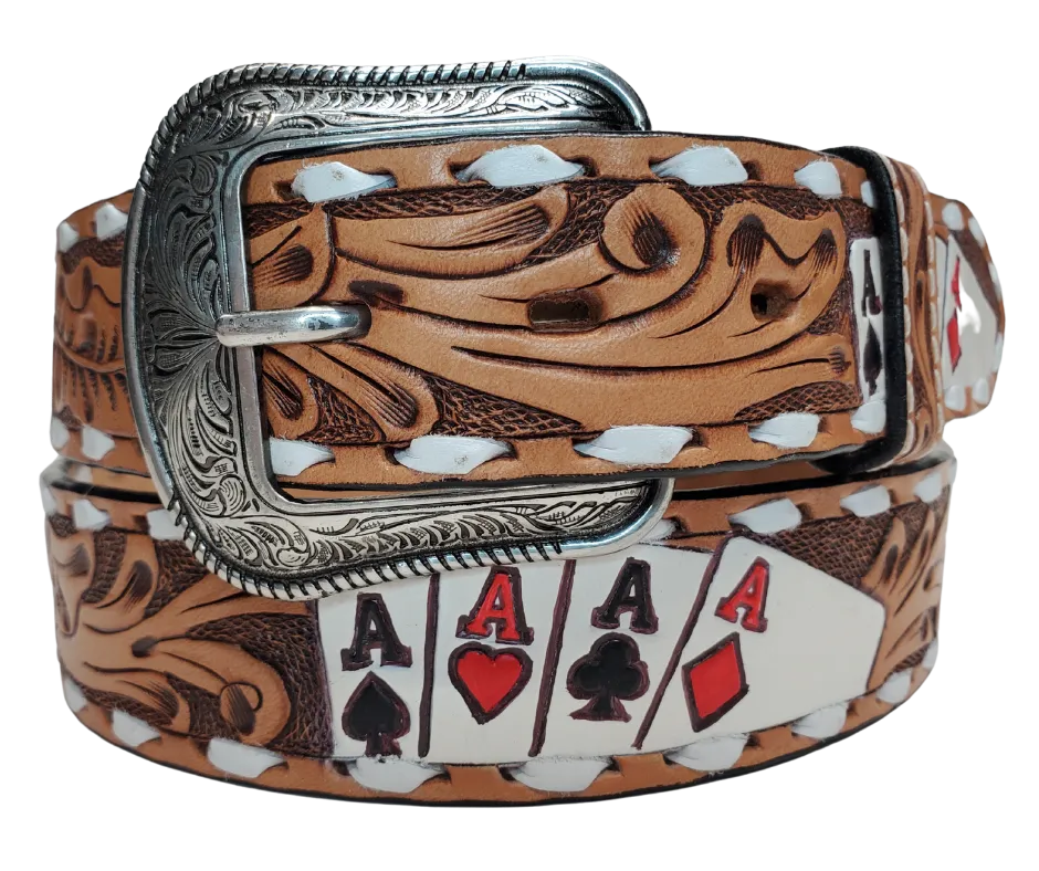 Poker Face Leather Belt