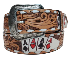 Poker Face Leather Belt