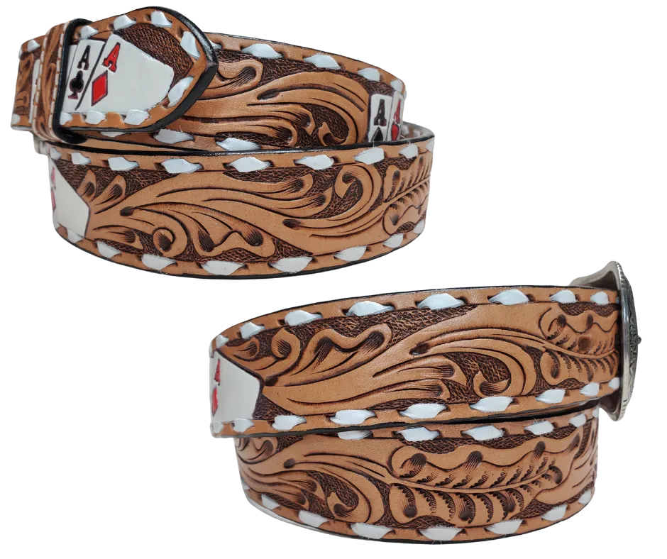 Poker Face Leather Belt