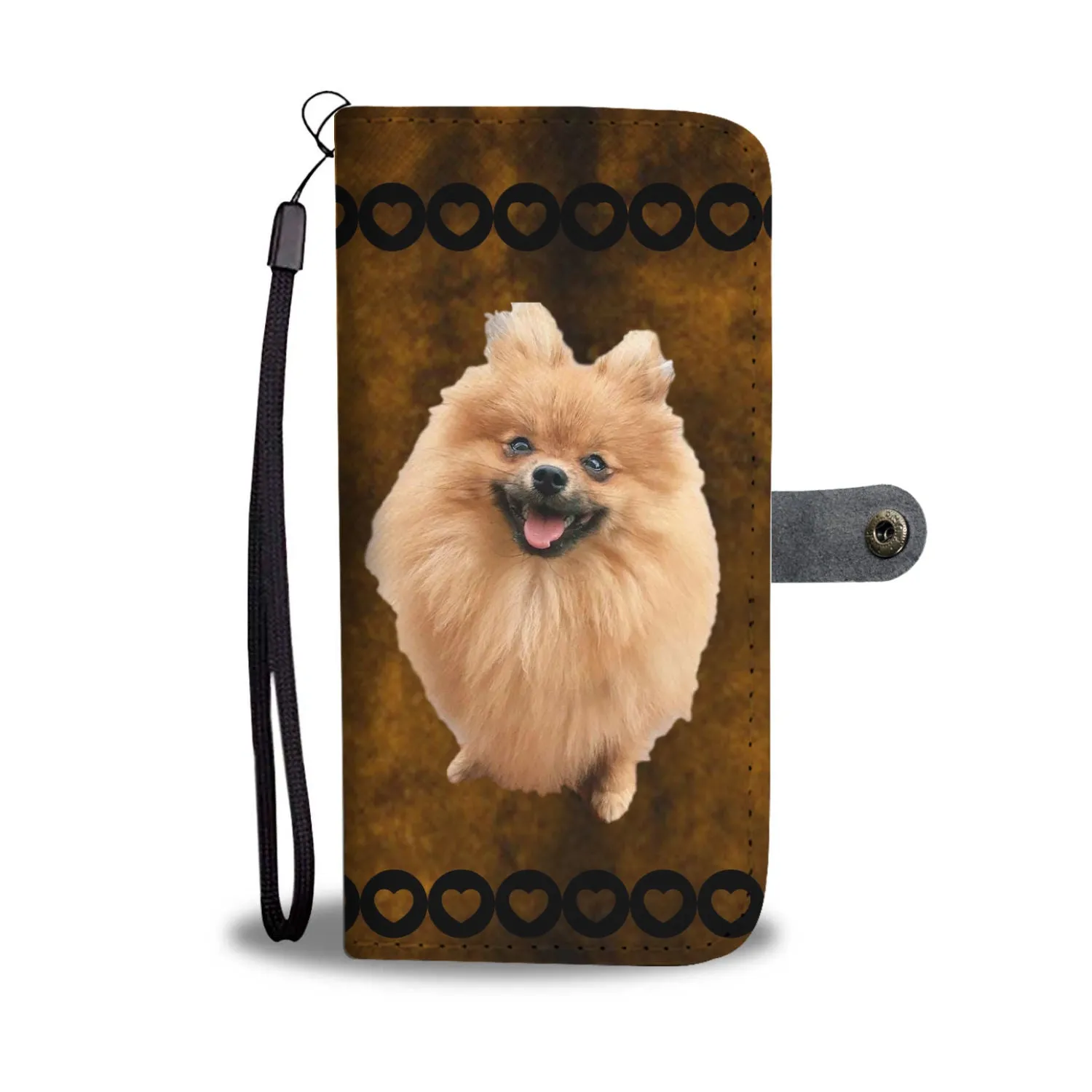 Pomeranian Phone Case Wallet - Brown