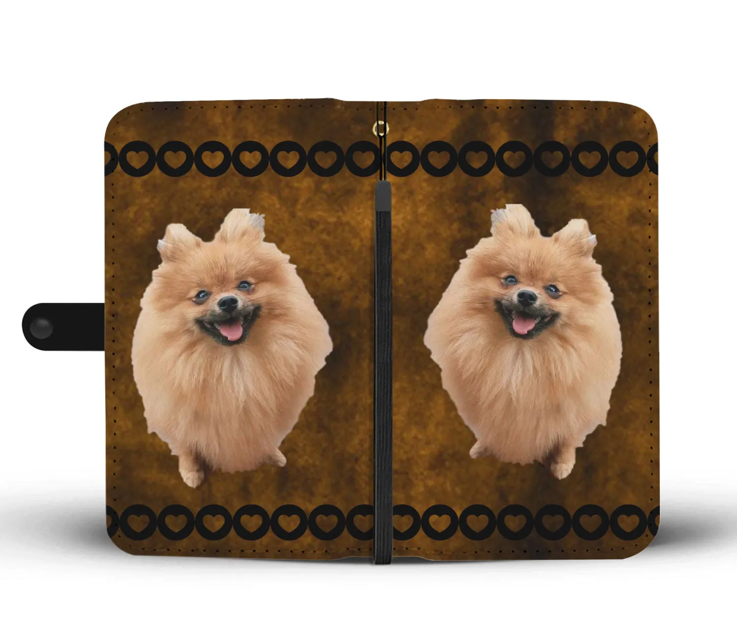 Pomeranian Phone Case Wallet - Brown