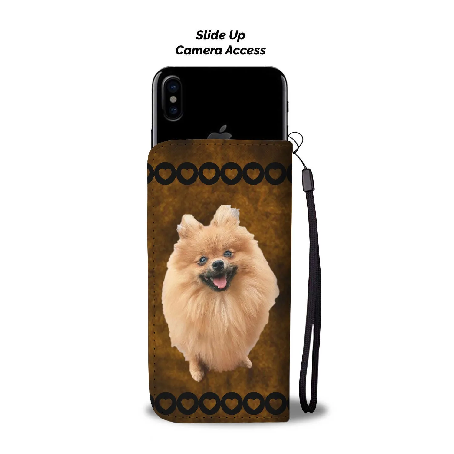 Pomeranian Phone Case Wallet - Brown