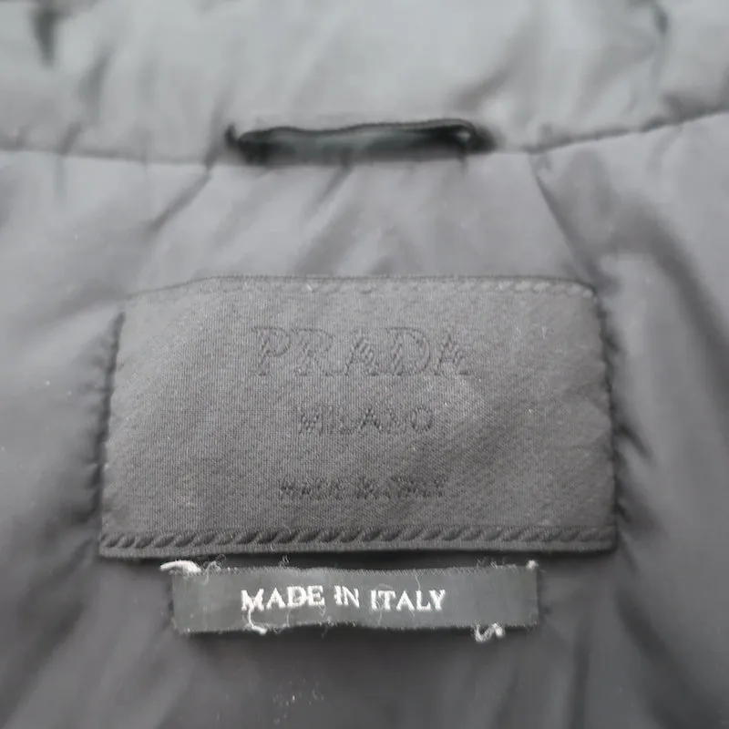 Prada Multi-Pocket Jacket Black Leather-Trim Nylon Size Small