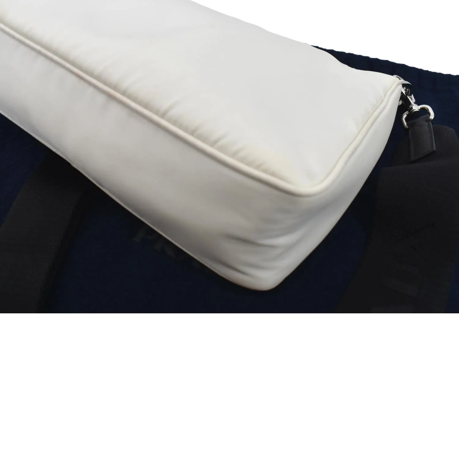 PRADA Re-Nylon Leather Shoulder Bag White
