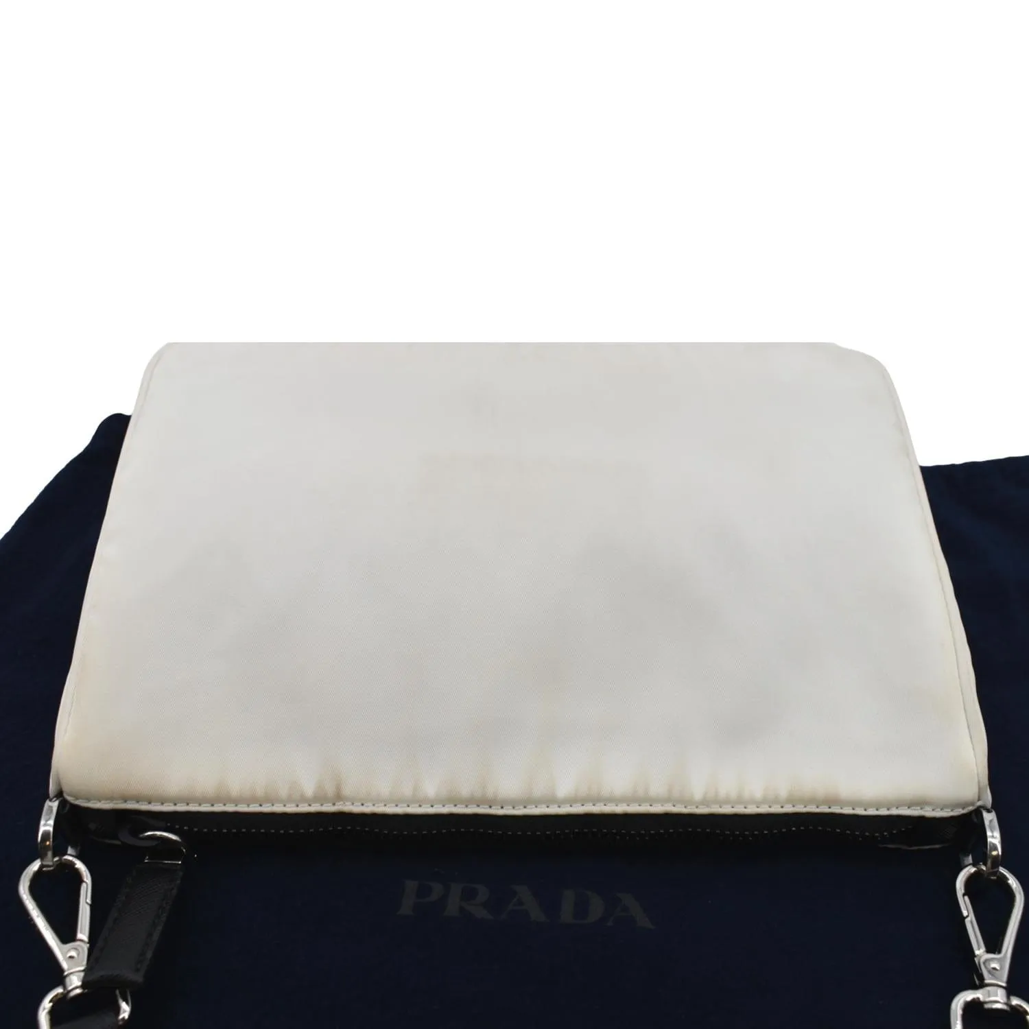 PRADA Re-Nylon Leather Shoulder Bag White