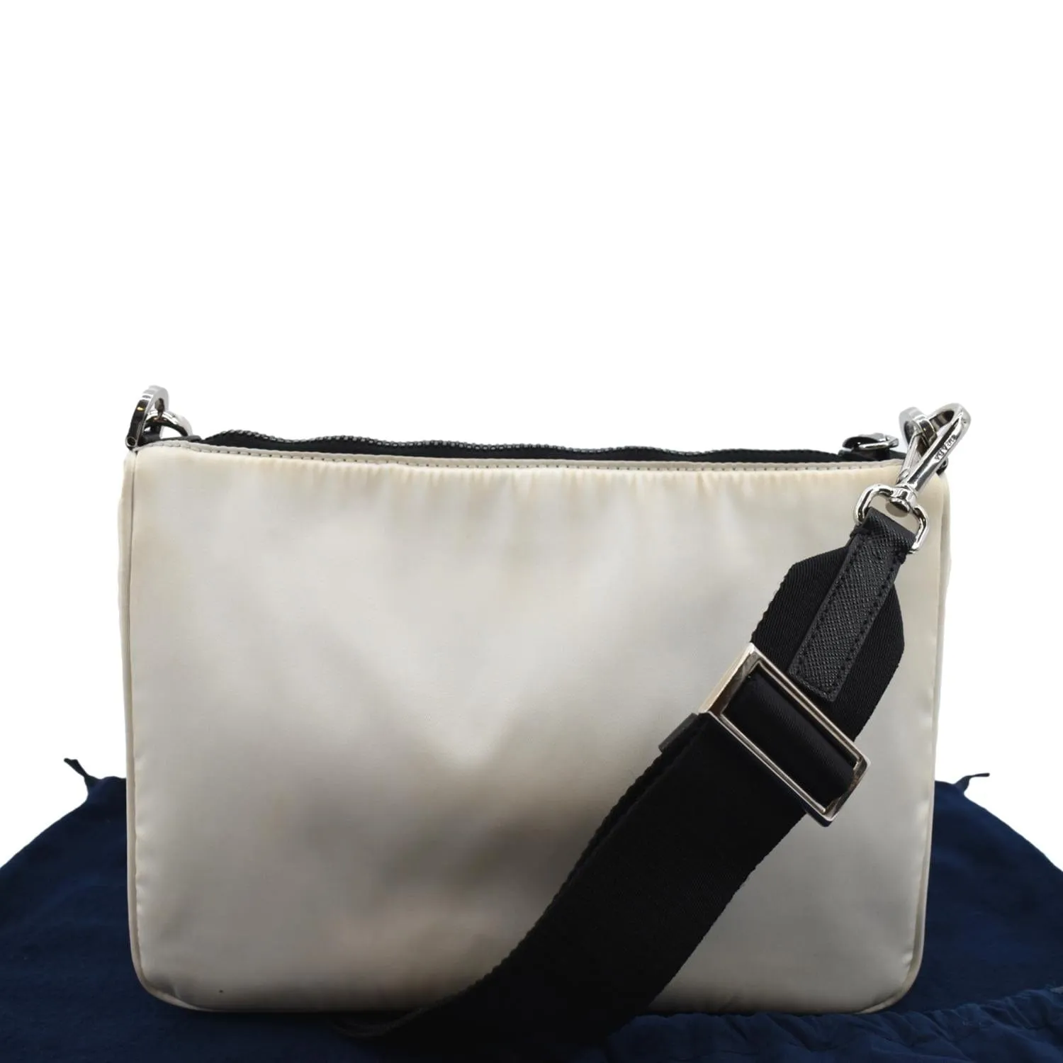 PRADA Re-Nylon Leather Shoulder Bag White