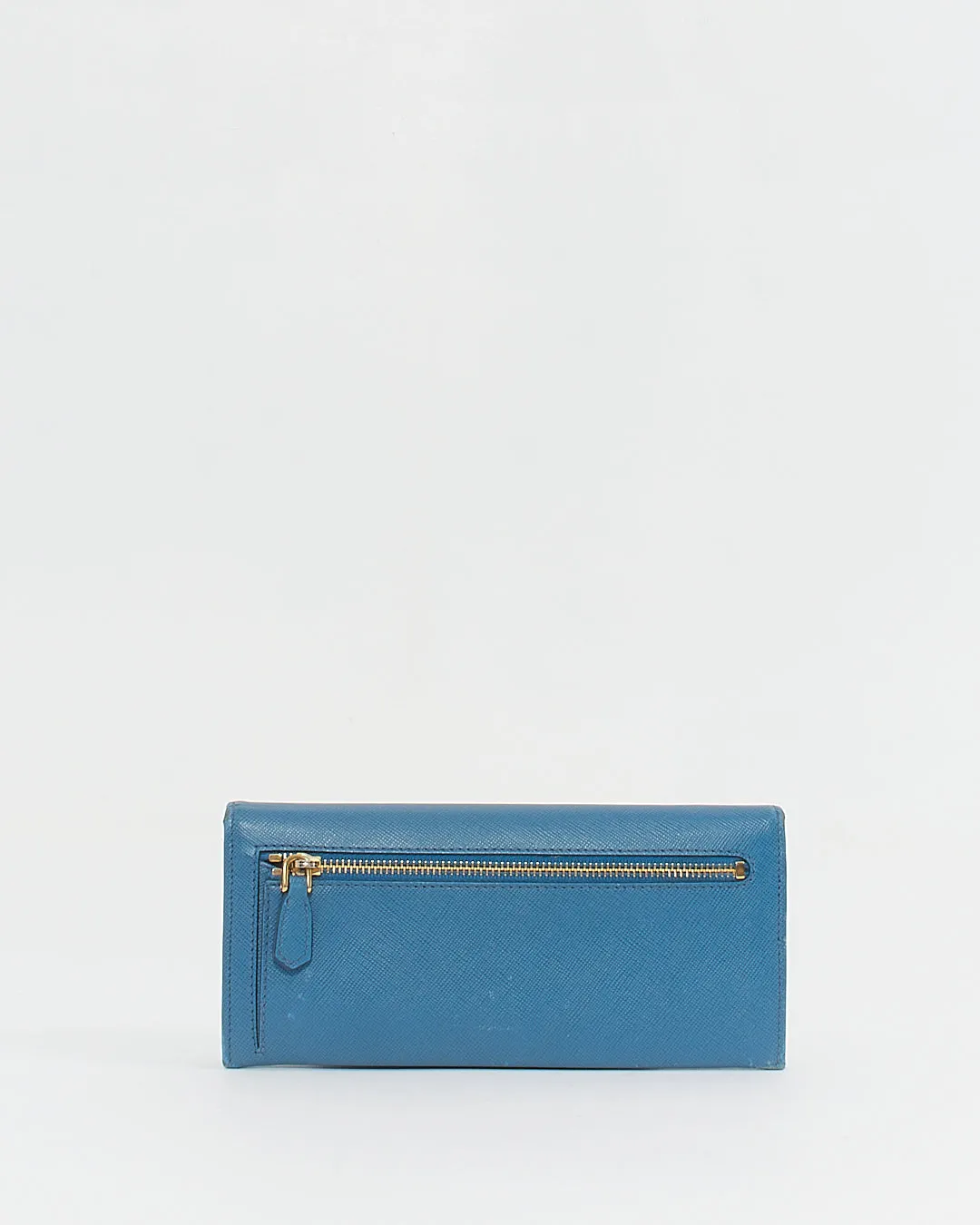 Prada Teal Saffiano Leather Long Flap Wallet