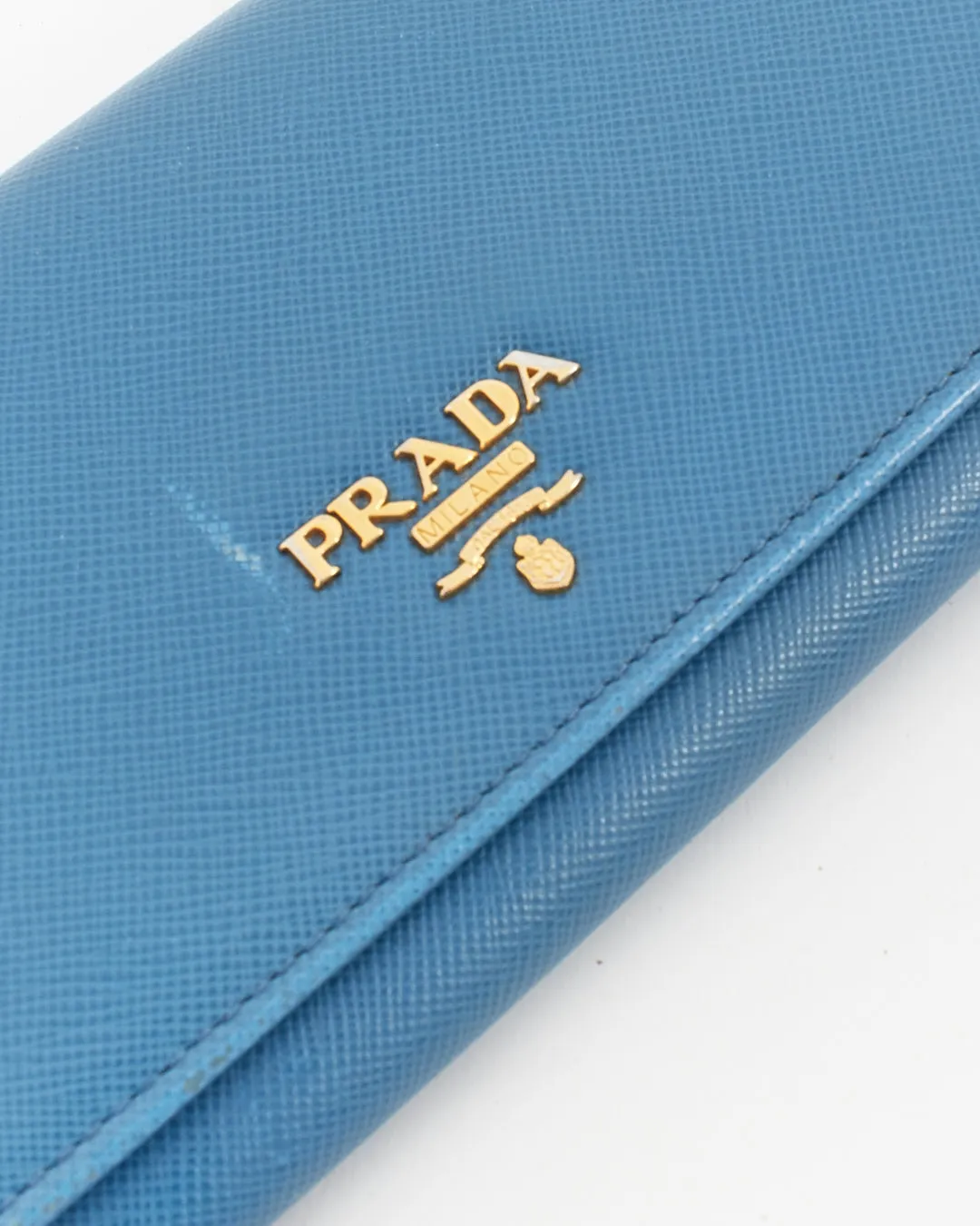 Prada Teal Saffiano Leather Long Flap Wallet
