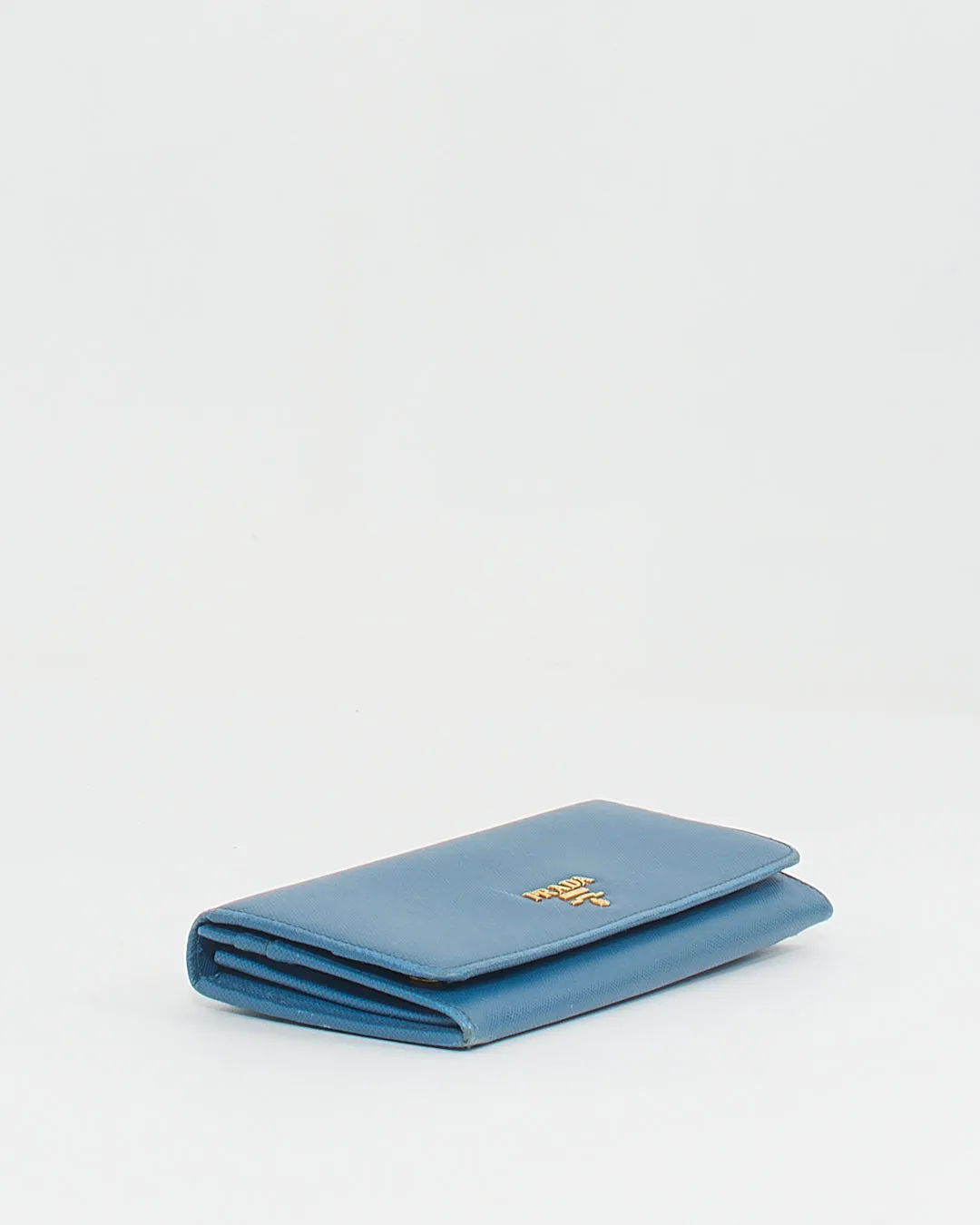 Prada Teal Saffiano Leather Long Flap Wallet