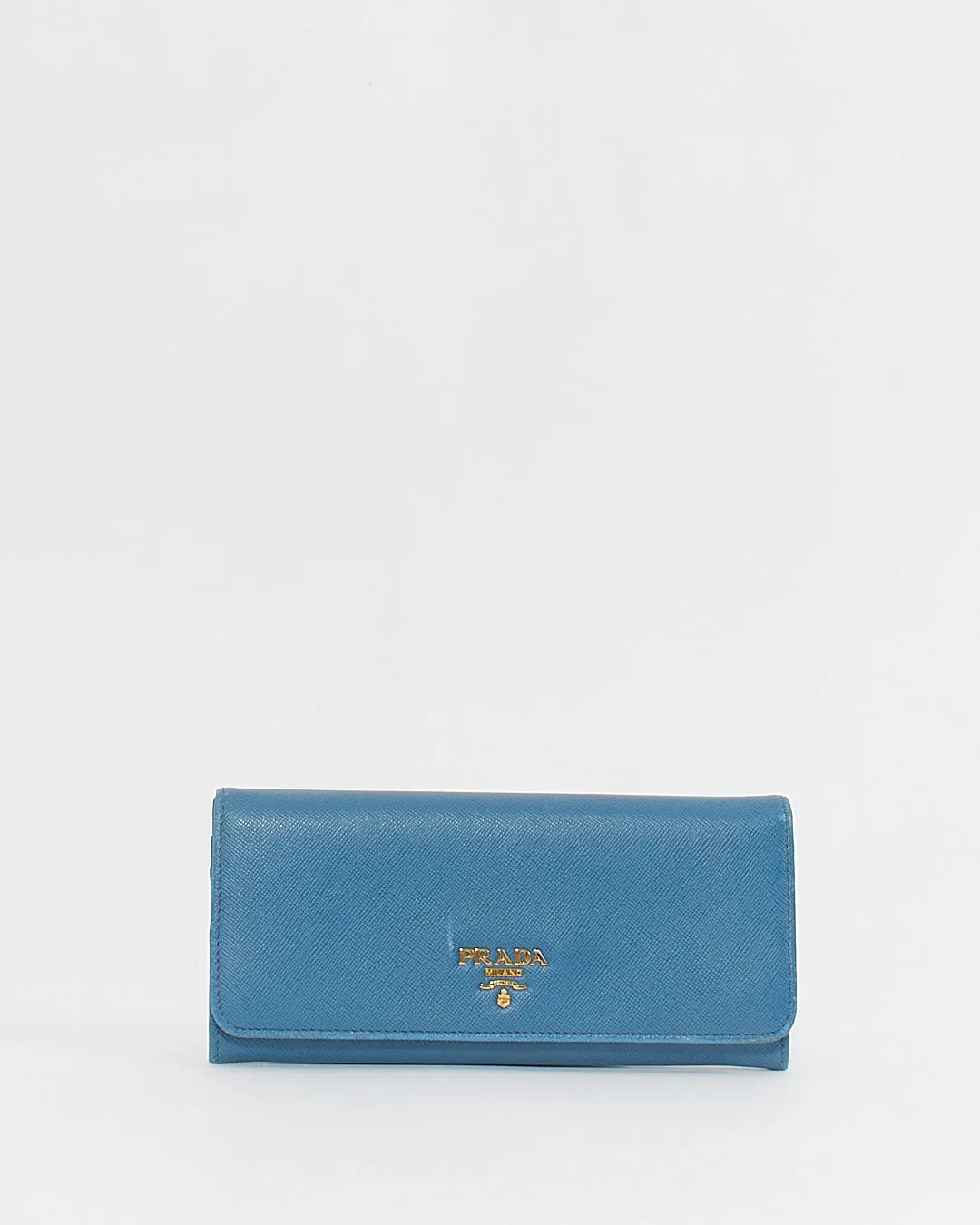 Prada Teal Saffiano Leather Long Flap Wallet