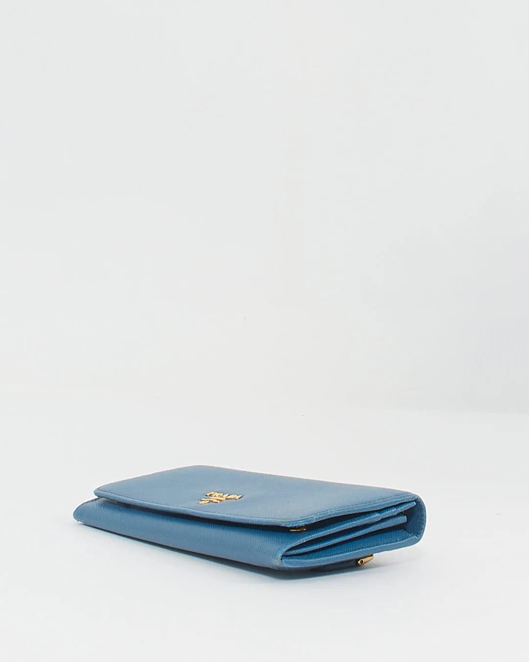 Prada Teal Saffiano Leather Long Flap Wallet