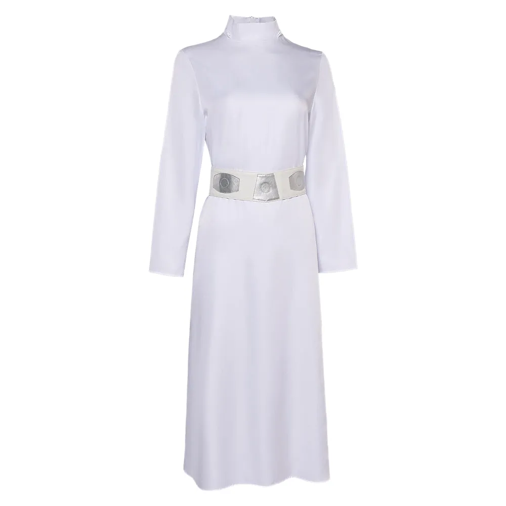 Princess Leia Movie Character White Dress Cosplay Costume Outfits Halloween Carnival Suit