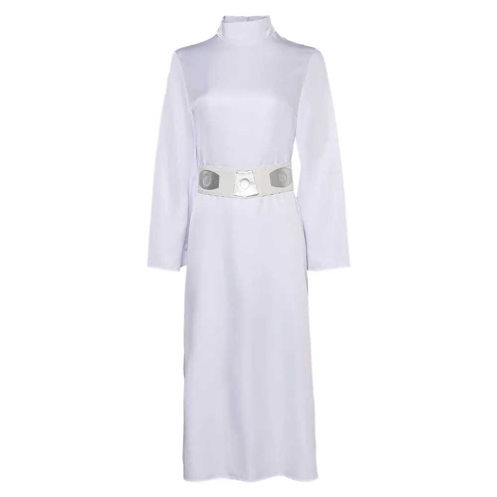 Princess Leia Movie Character White Dress Cosplay Costume Outfits Halloween Carnival Suit