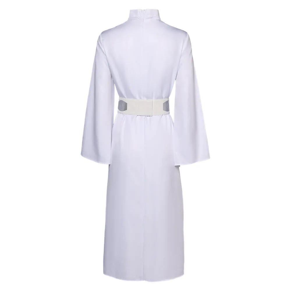Princess Leia Movie Character White Dress Cosplay Costume Outfits Halloween Carnival Suit