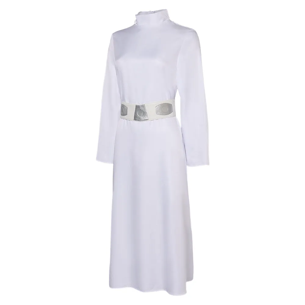 Princess Leia Movie Character White Dress Cosplay Costume Outfits Halloween Carnival Suit
