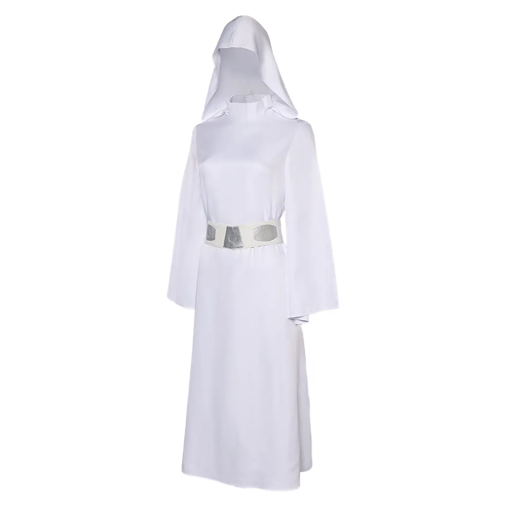 Princess Leia Movie Character White Dress Cosplay Costume Outfits Halloween Carnival Suit