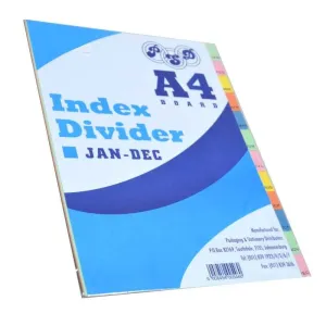 PSD A4 Board Index Divider (Jan - Dec)