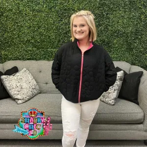 Puffer Jacket With Floral Stitching