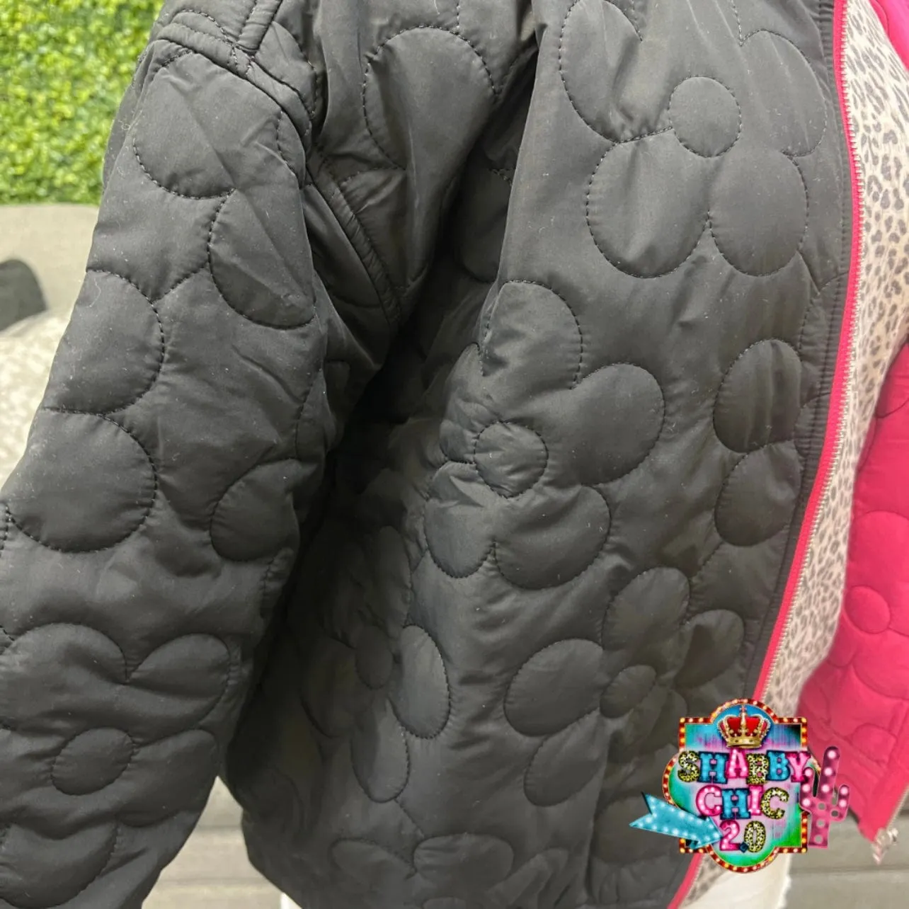 Puffer Jacket With Floral Stitching