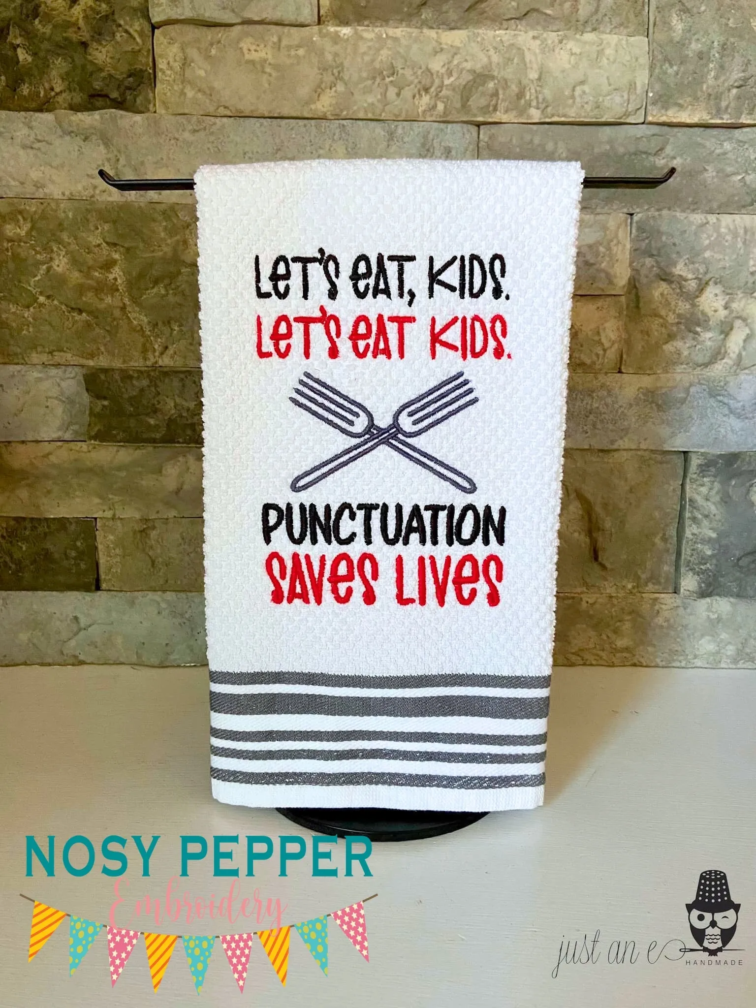 Punctuation Saves Lives machine embroidery design (4 sizes included) DIGITAL DOWNLOAD